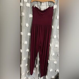 Women's halara Strapless Burgundy Jumpsuit